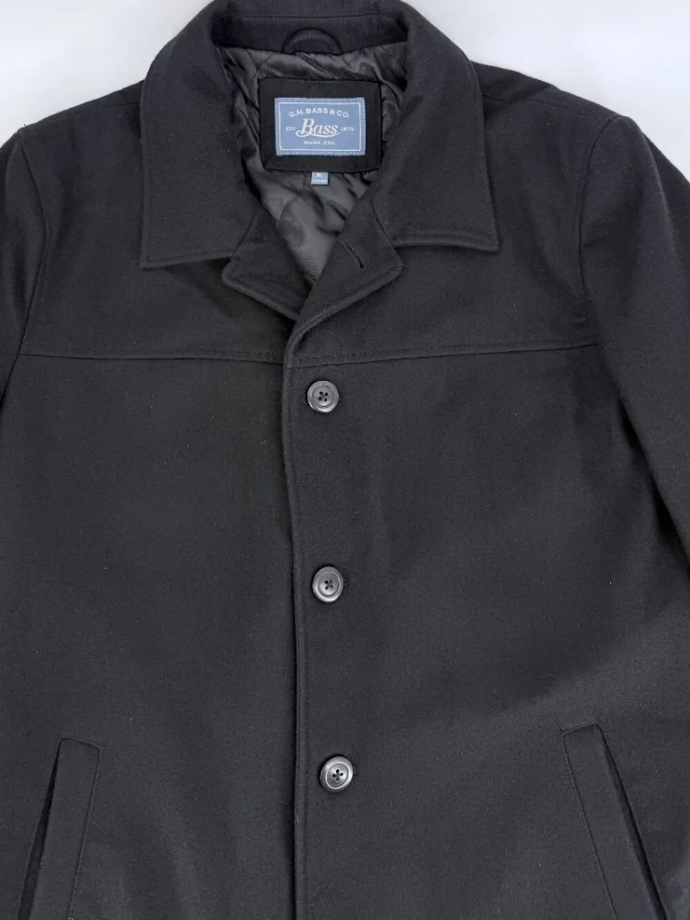G.H. Bass Black Heavyweight Wool Blend Button Front Field Jacket Mens XL